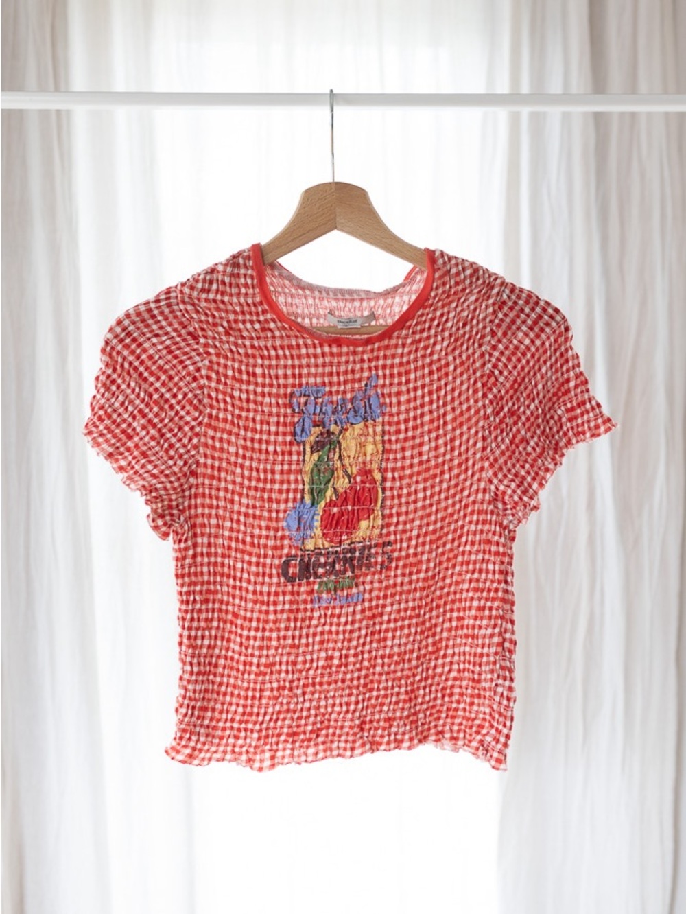 Kimchi Blue Gingham Crinkle Graphic Short Sleeve Tee xxl but fits more like m